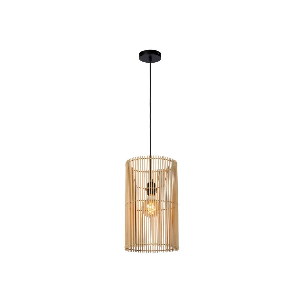 Jantine Scandinavian Rattan Pendant Light Light Wood - Black