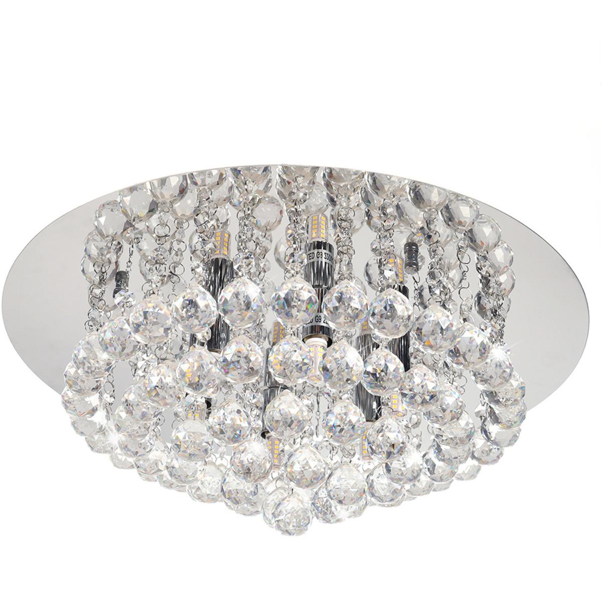 6 Lights Crystal Semi Flush Ceiling Light - Silver – image 2