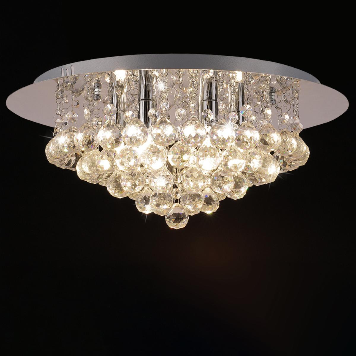 6 Lights Crystal Semi Flush Ceiling Light - Silver – image 4
