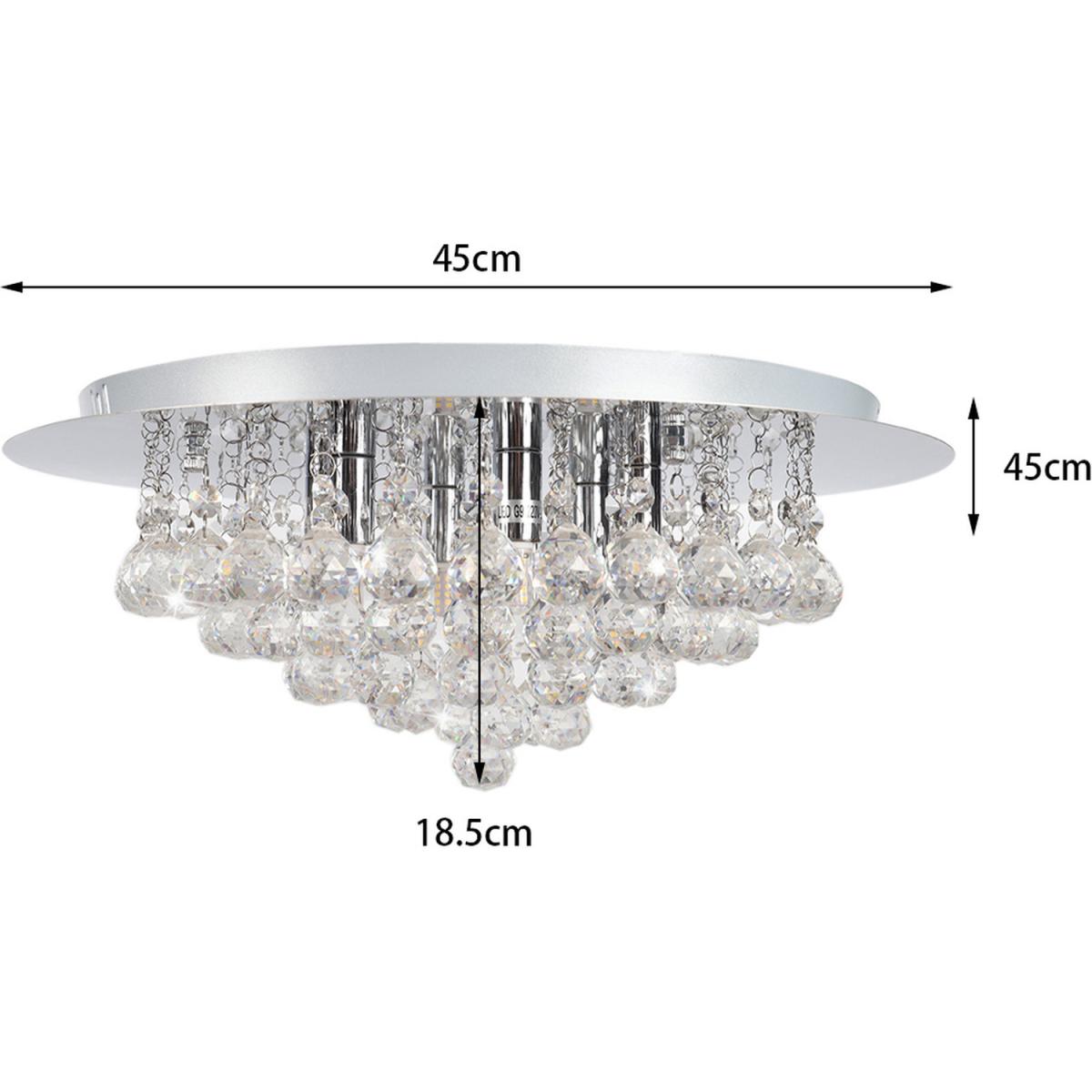 6 Lights Crystal Semi Flush Ceiling Light - Silver – image 5