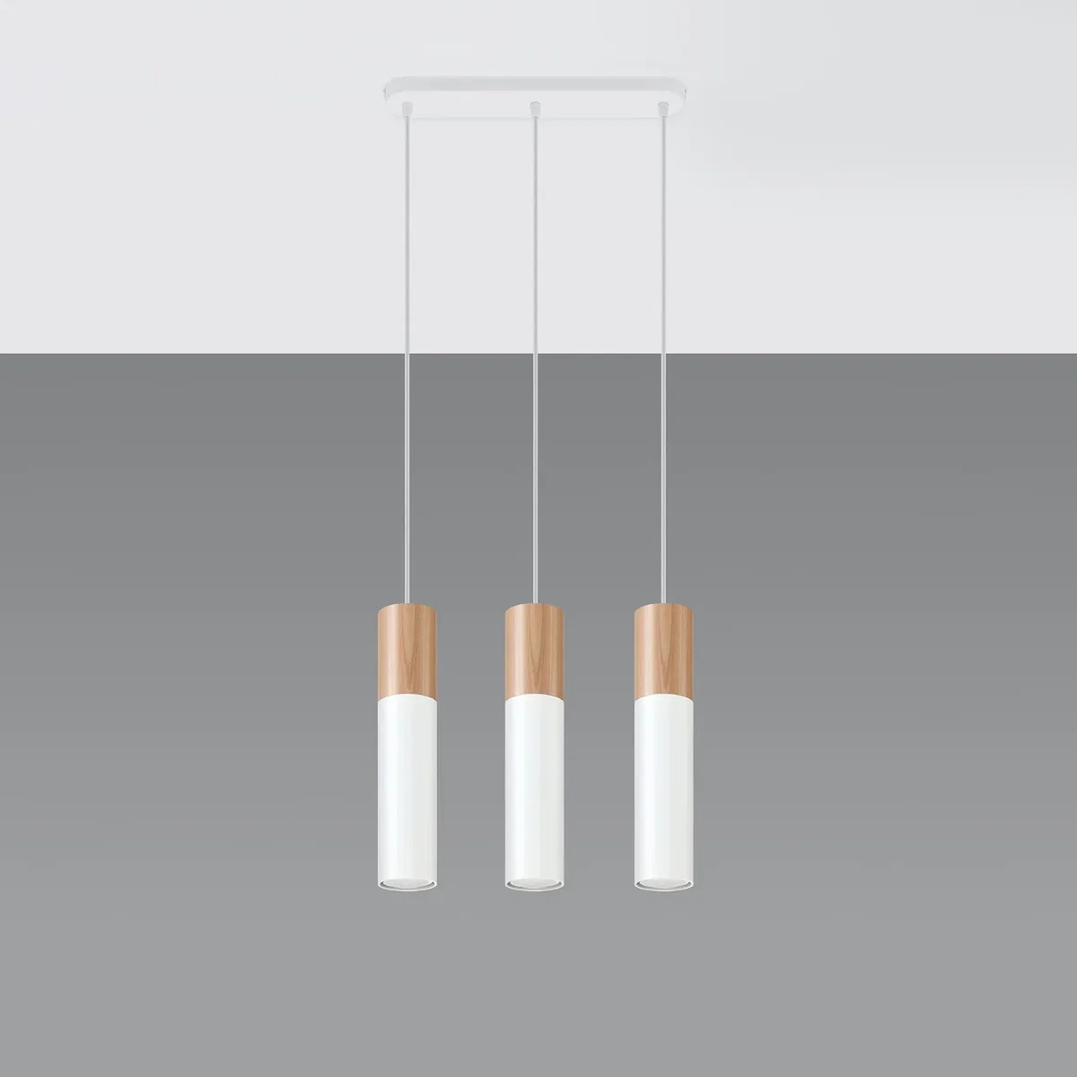 Pendant lamp PABLO 3 white - natural wood/white – image 2