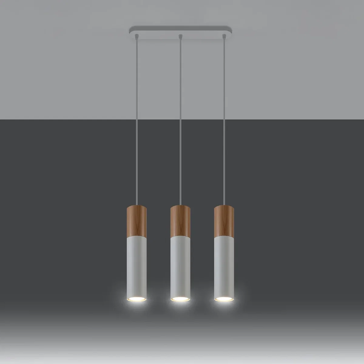 Pendant lamp PABLO 3 white - natural wood/white – image 3