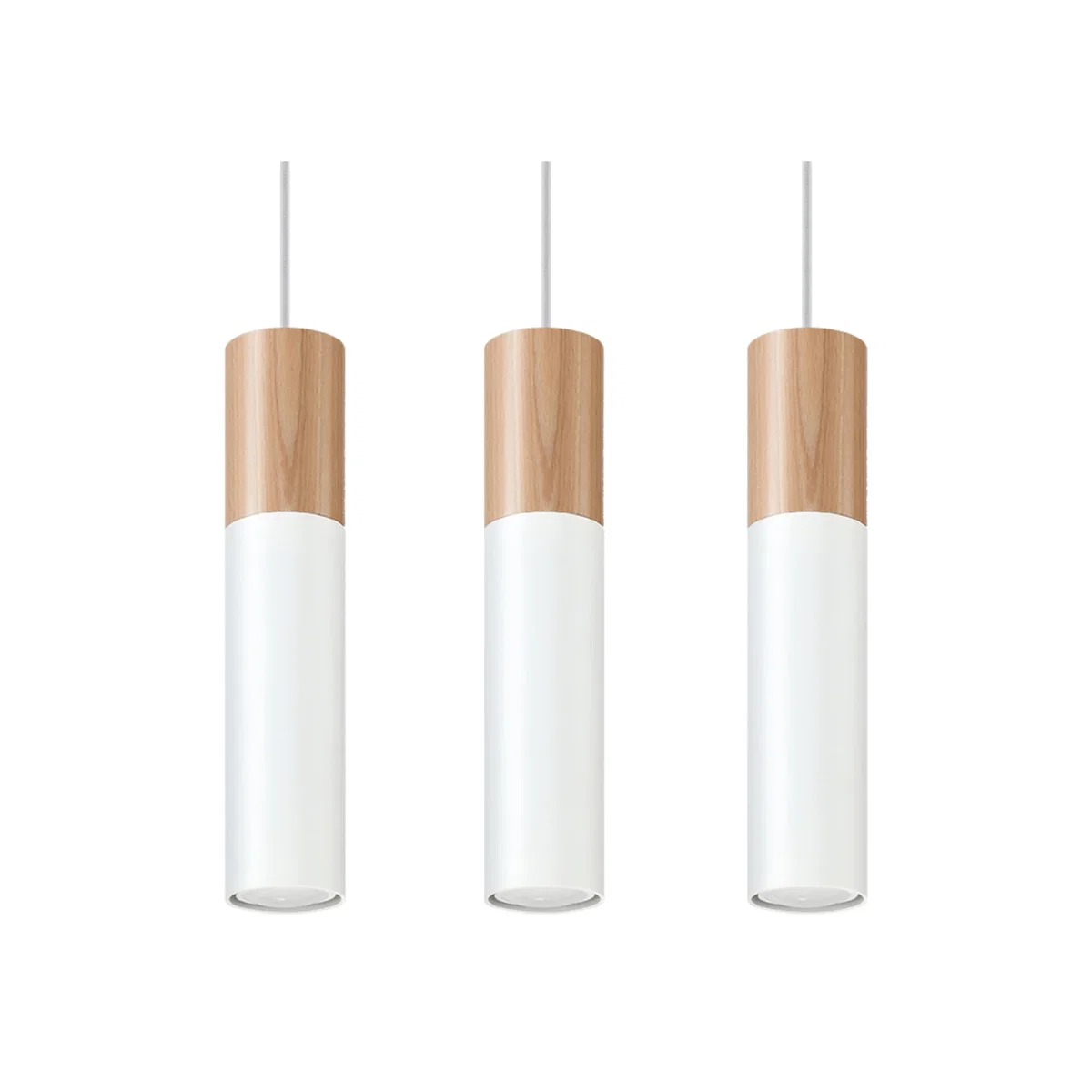 Pendant lamp PABLO 3 white - natural wood/white – image 1