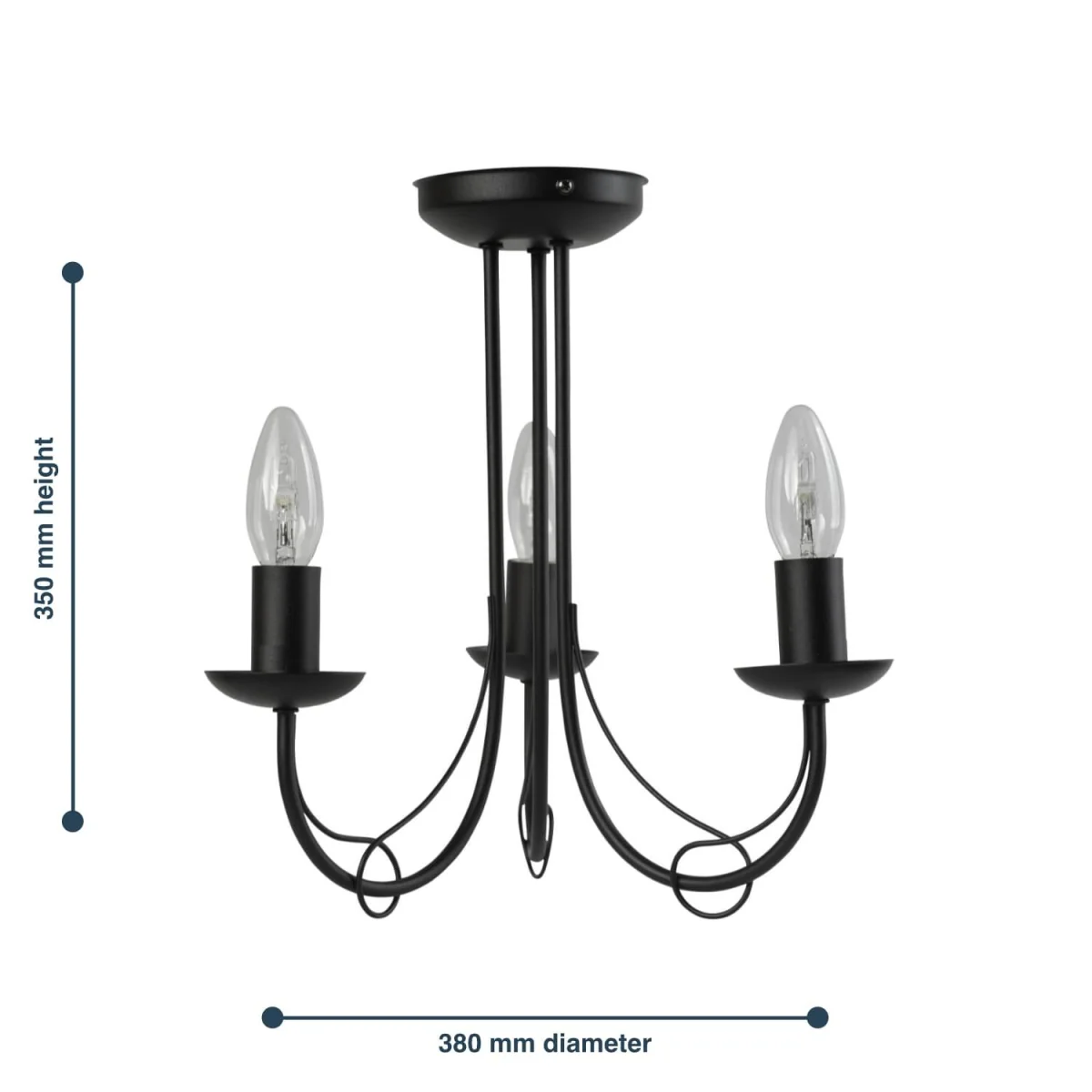 Black 3lt Flush Ceiling Light - Black Paint – image 6