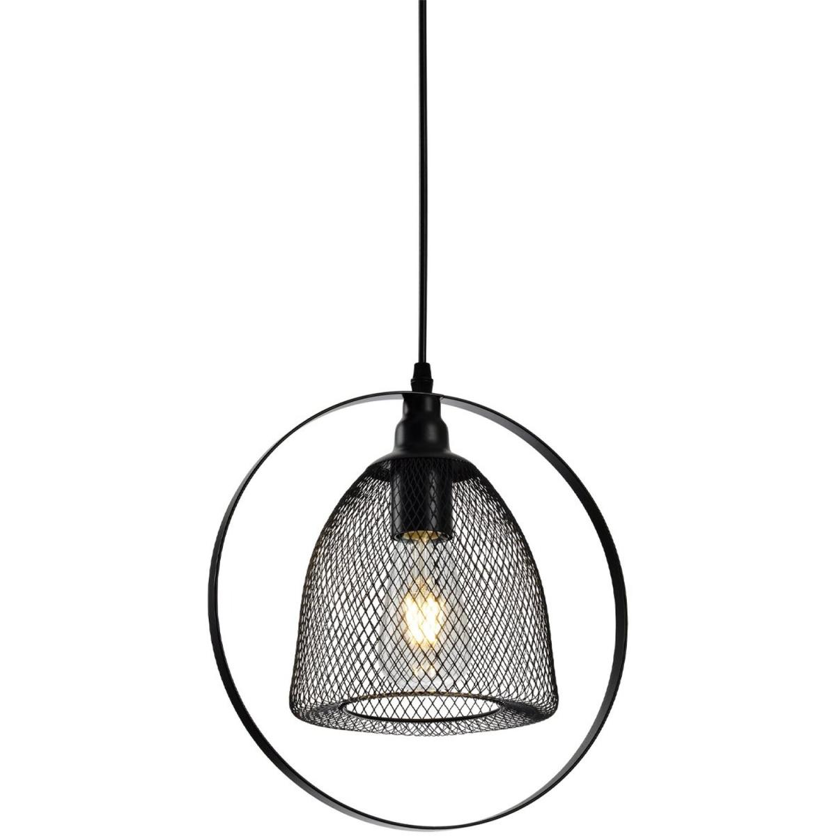 CGC CARMEN Black Industrial Dome Mesh Pendant Light Fitting - black – image 4