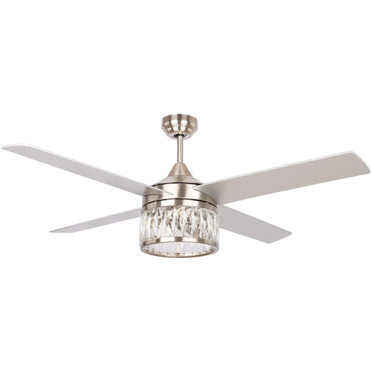Reversible Crystal Ceiling Fan LED Pendant Light 3 Speed Remote Control - Grey – image 3