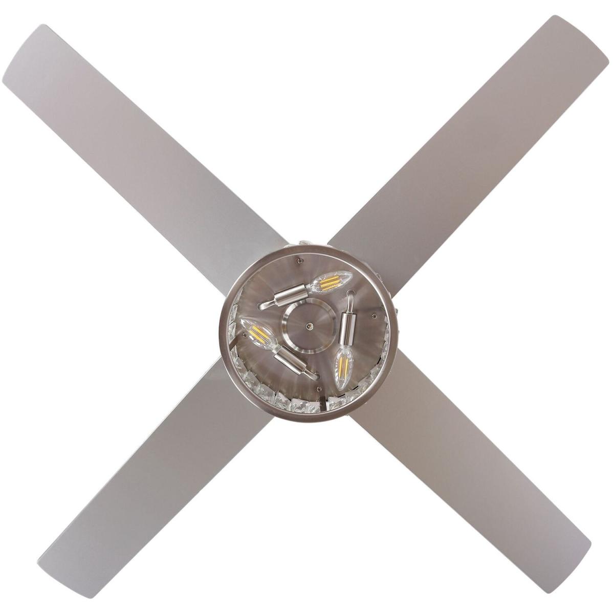 Reversible Crystal Ceiling Fan LED Pendant Light 3 Speed Remote Control - Grey – image 5