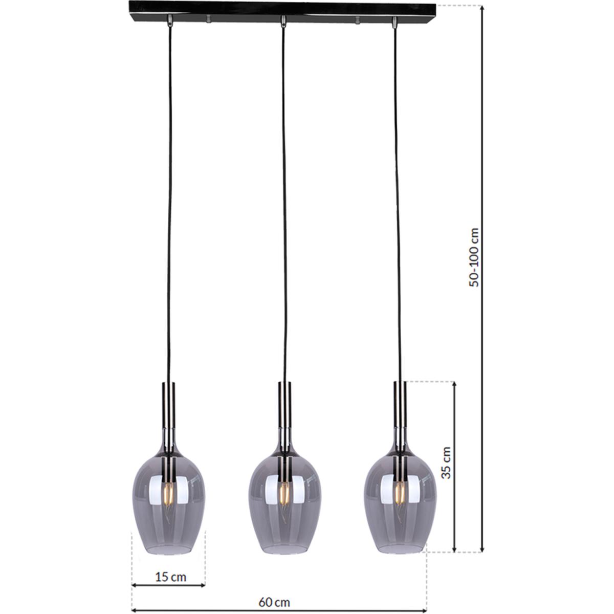 Milagro Pendant Lamp Tango Smoked 3XE14 Black Chrome - Black / Chrome – image 7