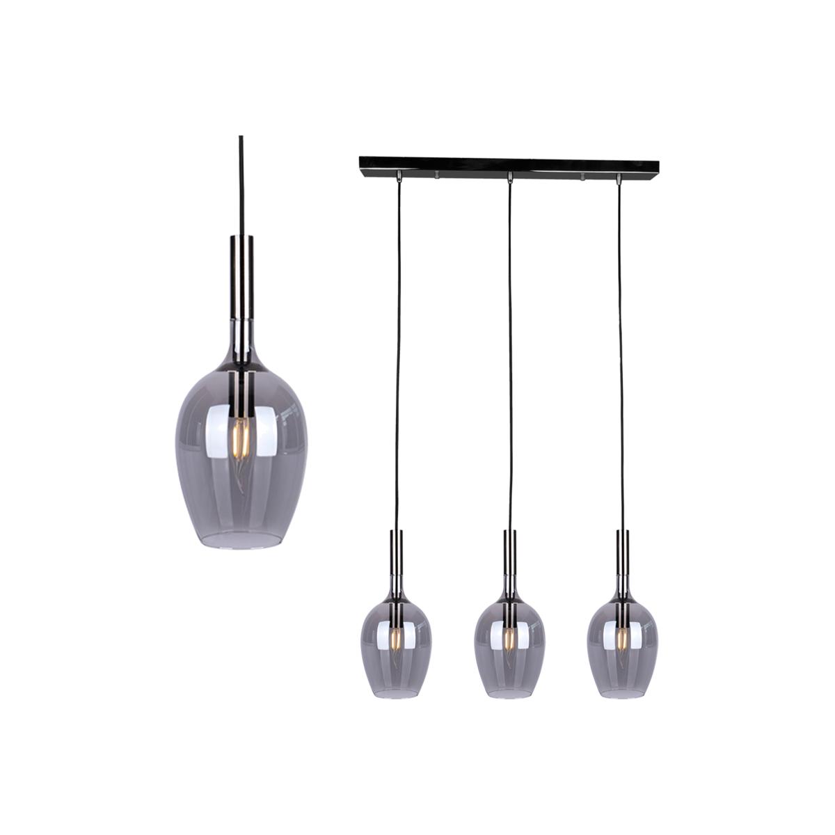 Milagro Pendant Lamp Tango Smoked 3XE14 Black Chrome - Black / Chrome – image 1