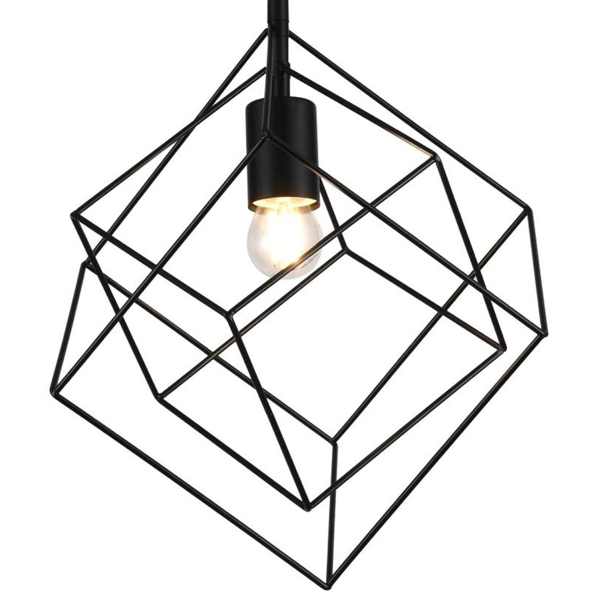CGC ROSA Black Square Cube Metal Pendant Ceiling Light - black – image 4