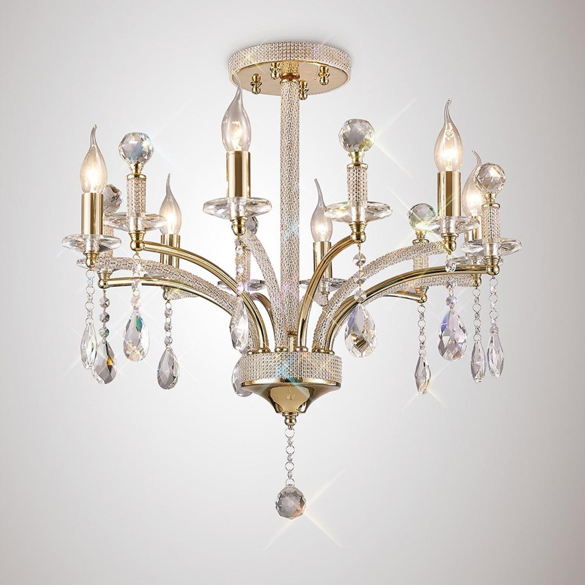 Fiore Semi Flush Ceiling Pendant 6 Light French Gold, Crystal - French Gold – image 2