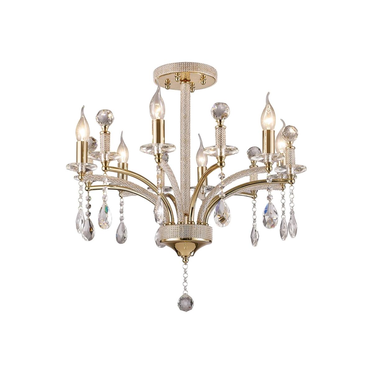Fiore Semi Flush Ceiling Pendant 6 Light French Gold, Crystal - French Gold – image 1