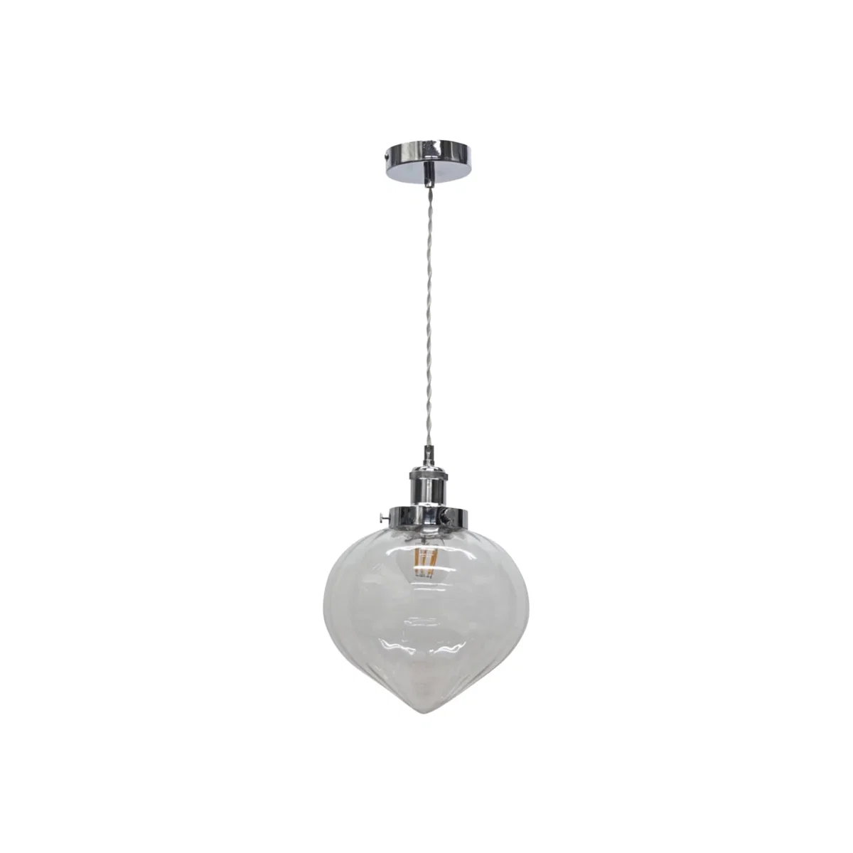 Layla Clear Vintage Design Pendant Shade With Chrome Flex Set - Chrome & Clear – image 1