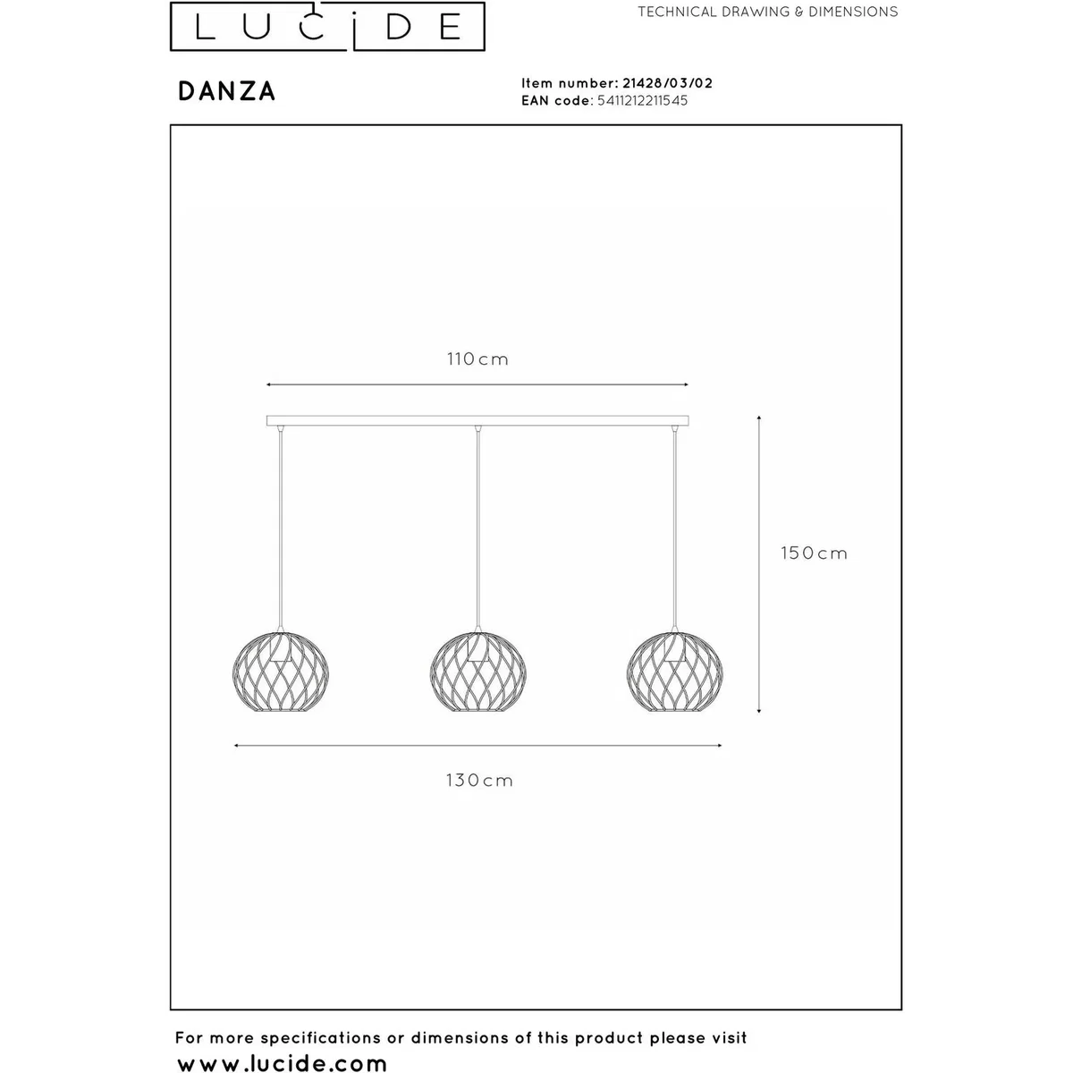 Lucide Lighting Danza Pendant Light Gold B - Gold – image 6