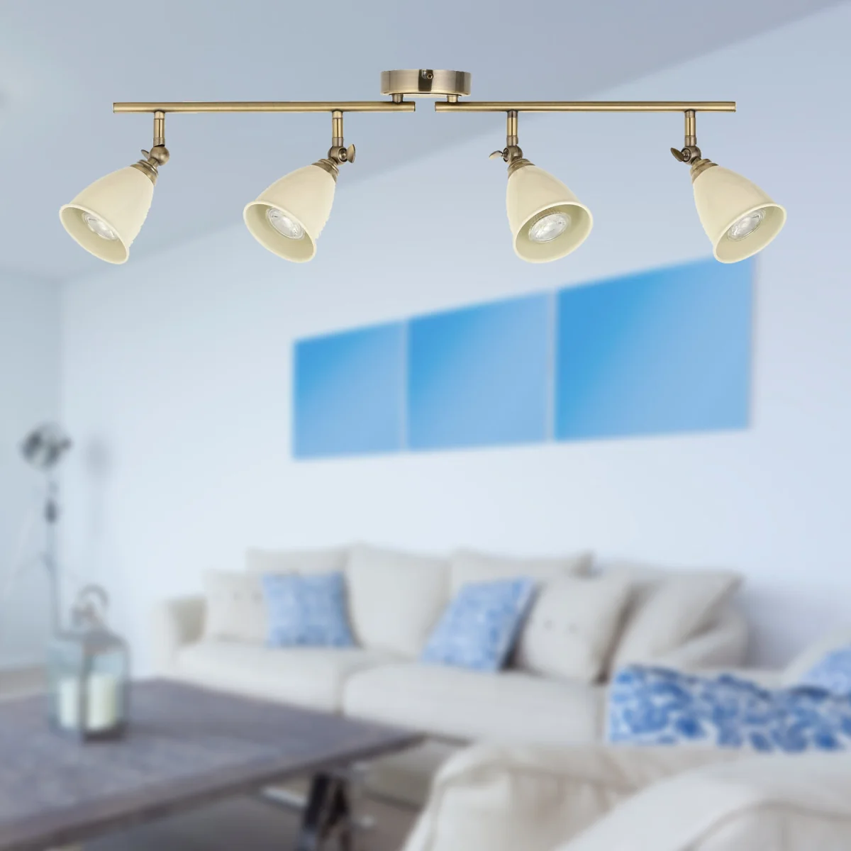 Lincoln 4lt Ceiling Spotlight - Antique Brass Plate And Putty Paint – image 2