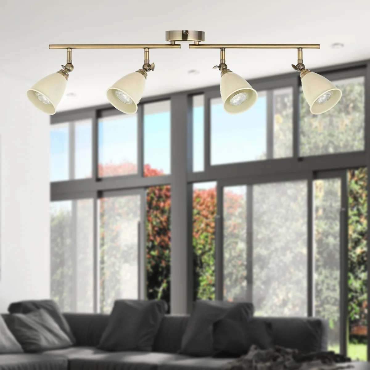 Lincoln 4lt Ceiling Spotlight - Antique Brass Plate And Putty Paint – image 3