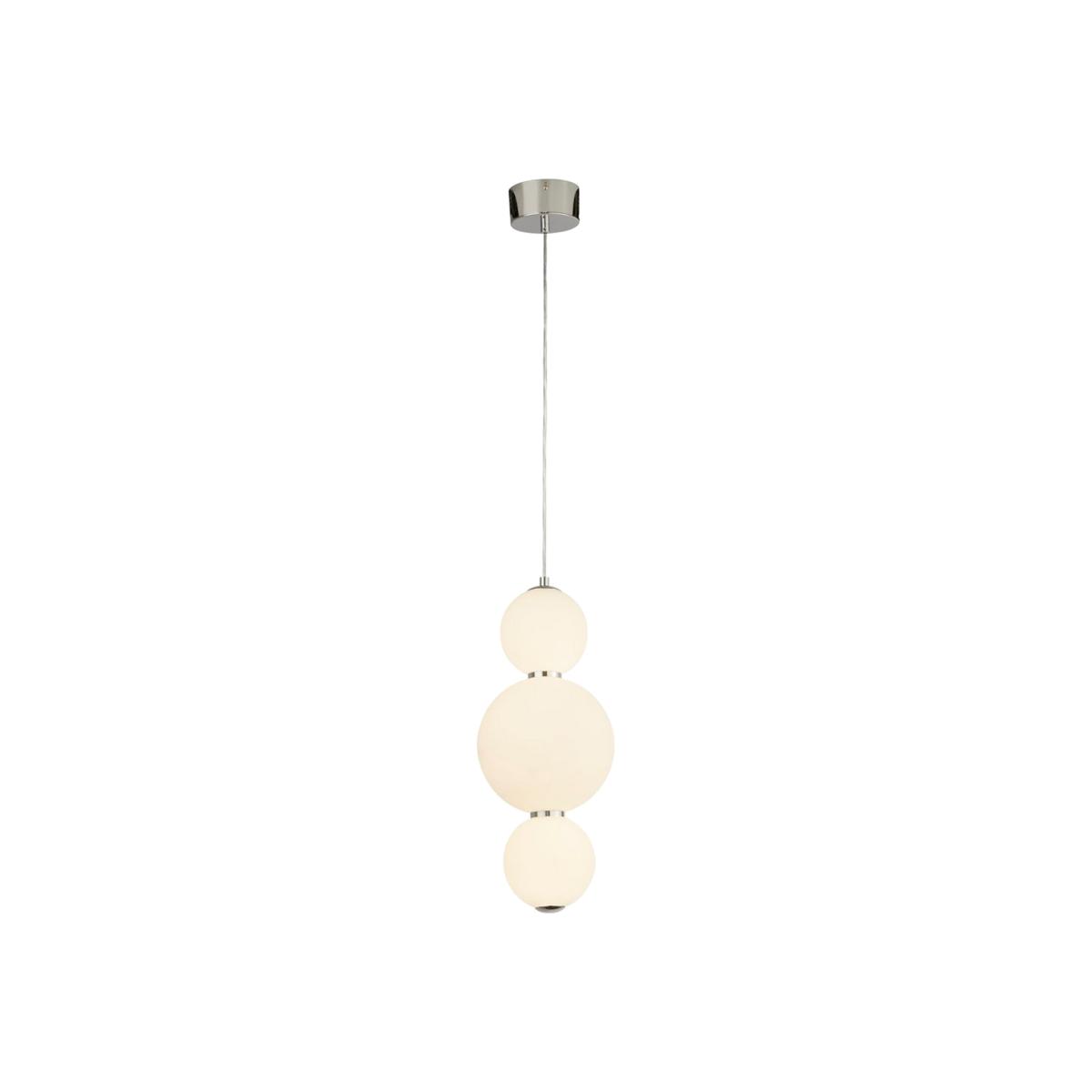 3 Light Pendant, Chrome With Opal Glass Shade - Chrome