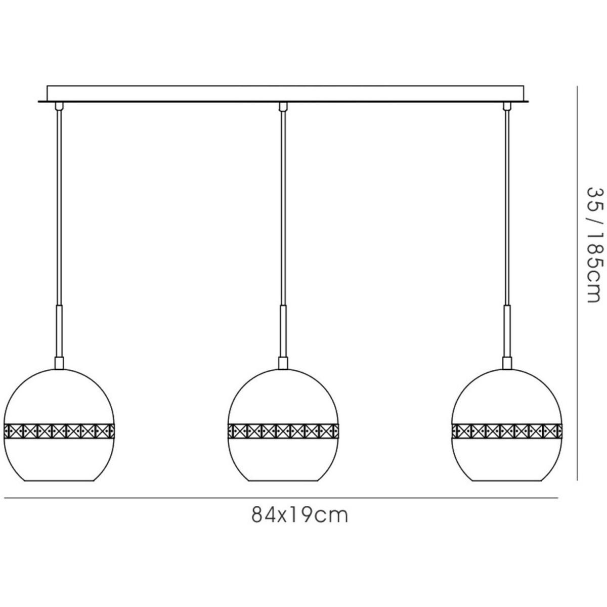 Andrea Ceiling Pendant 3 Light E27 Linear Satin Copper, Crystal - Satin Copper – image 6