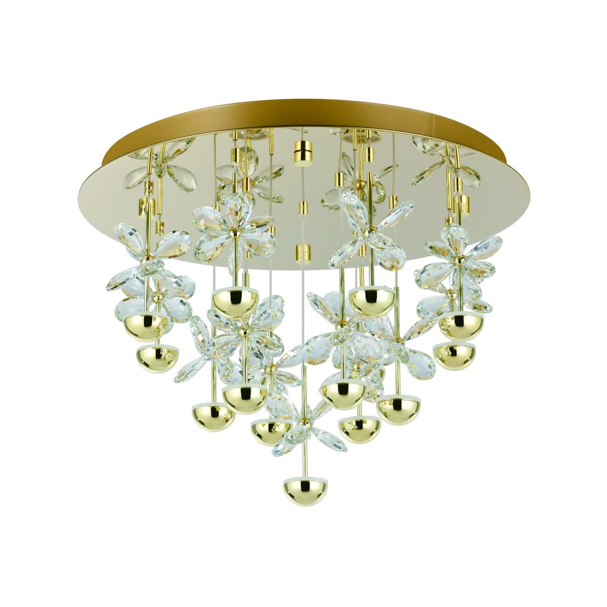 EGLO Pianopoli 3 Brass Ceiling Light 15 Light LED Crystal Fixture - Brass