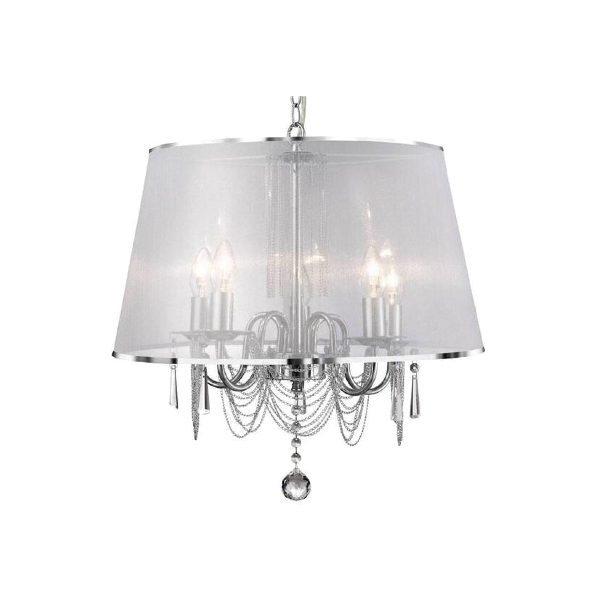 Venetian 5 Light Multi Arm Ceiling Pendant Chrome, Crystals with Shade, E14 - Chrome / 140cm – image 1