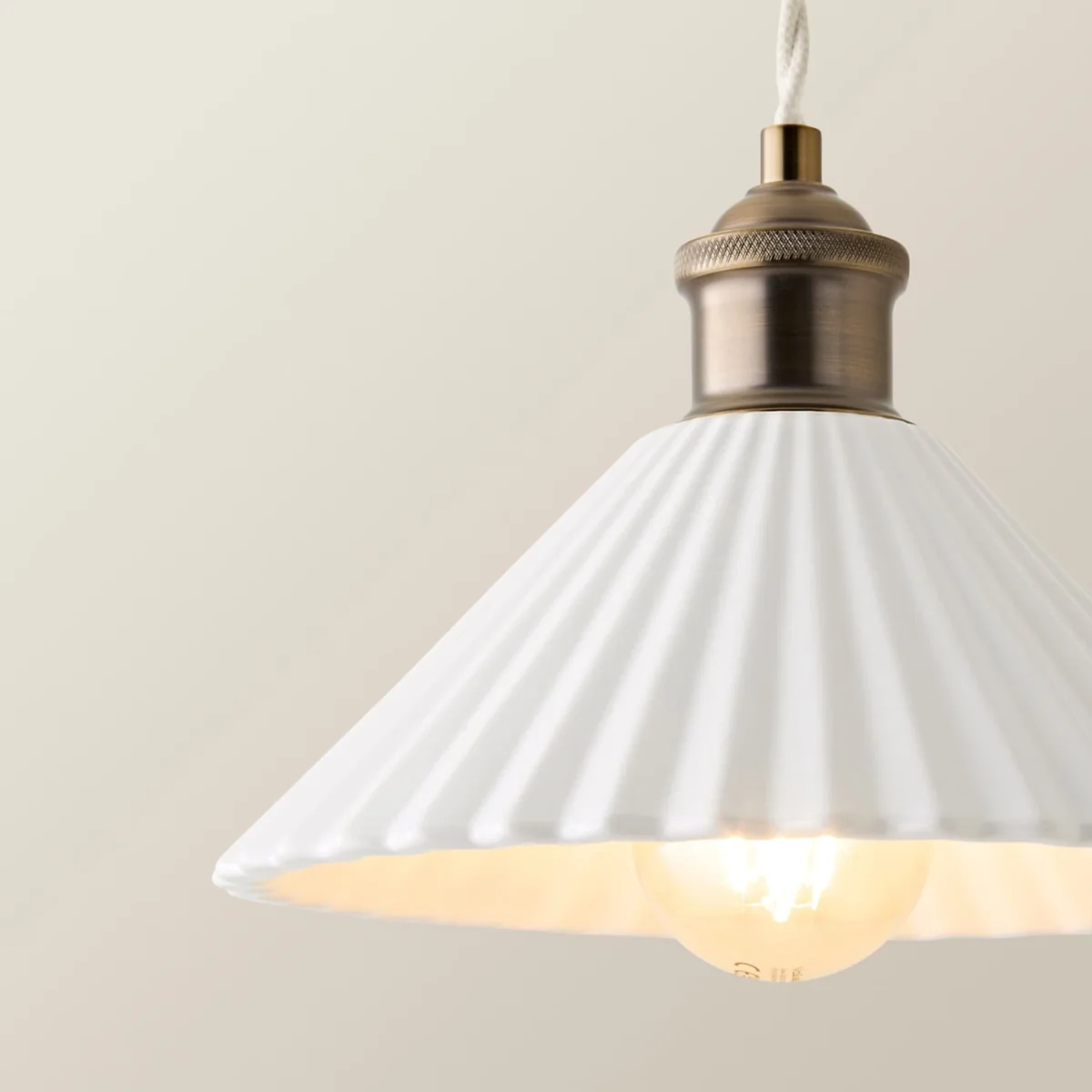 Burford Ceramic Ribbed Ceiling Pendant Light / No - Cream – image 5