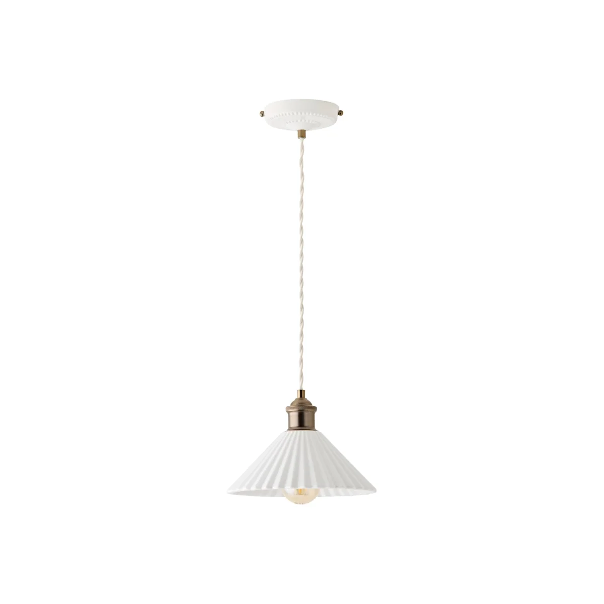 Burford Ceramic Ribbed Ceiling Pendant Light / No - Cream – image 1