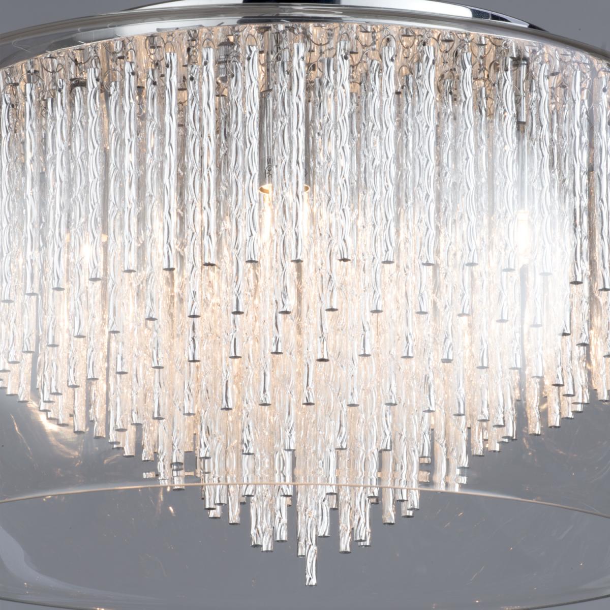 Tiered Glass Shade Ceiling Flush with Aluminium Rods - Chrome – image 2