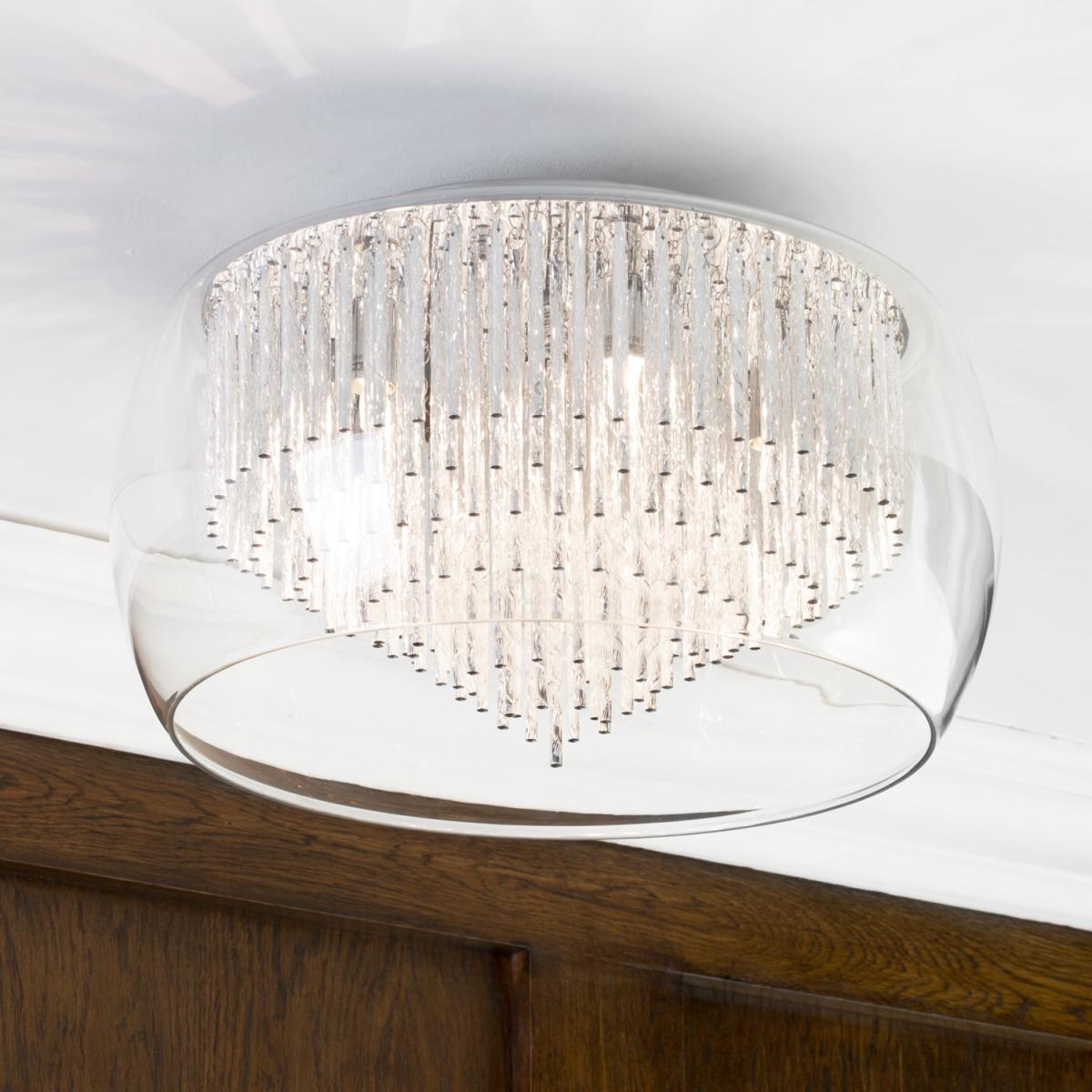 Tiered Glass Shade Ceiling Flush with Aluminium Rods - Chrome – image 3
