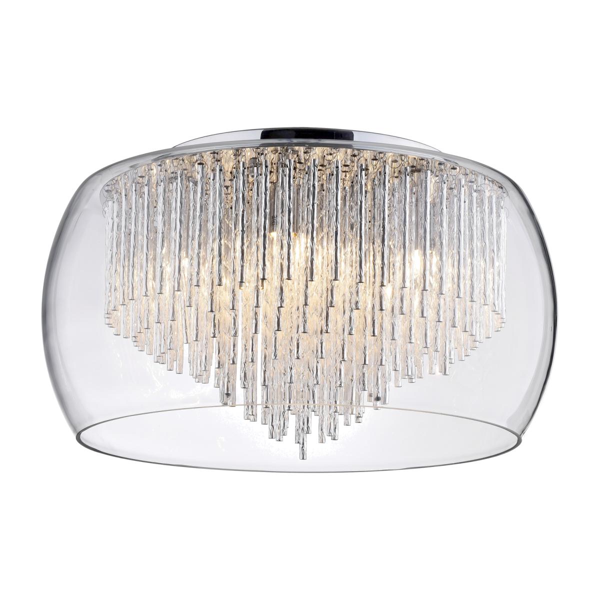Tiered Glass Shade Ceiling Flush with Aluminium Rods - Chrome – image 1