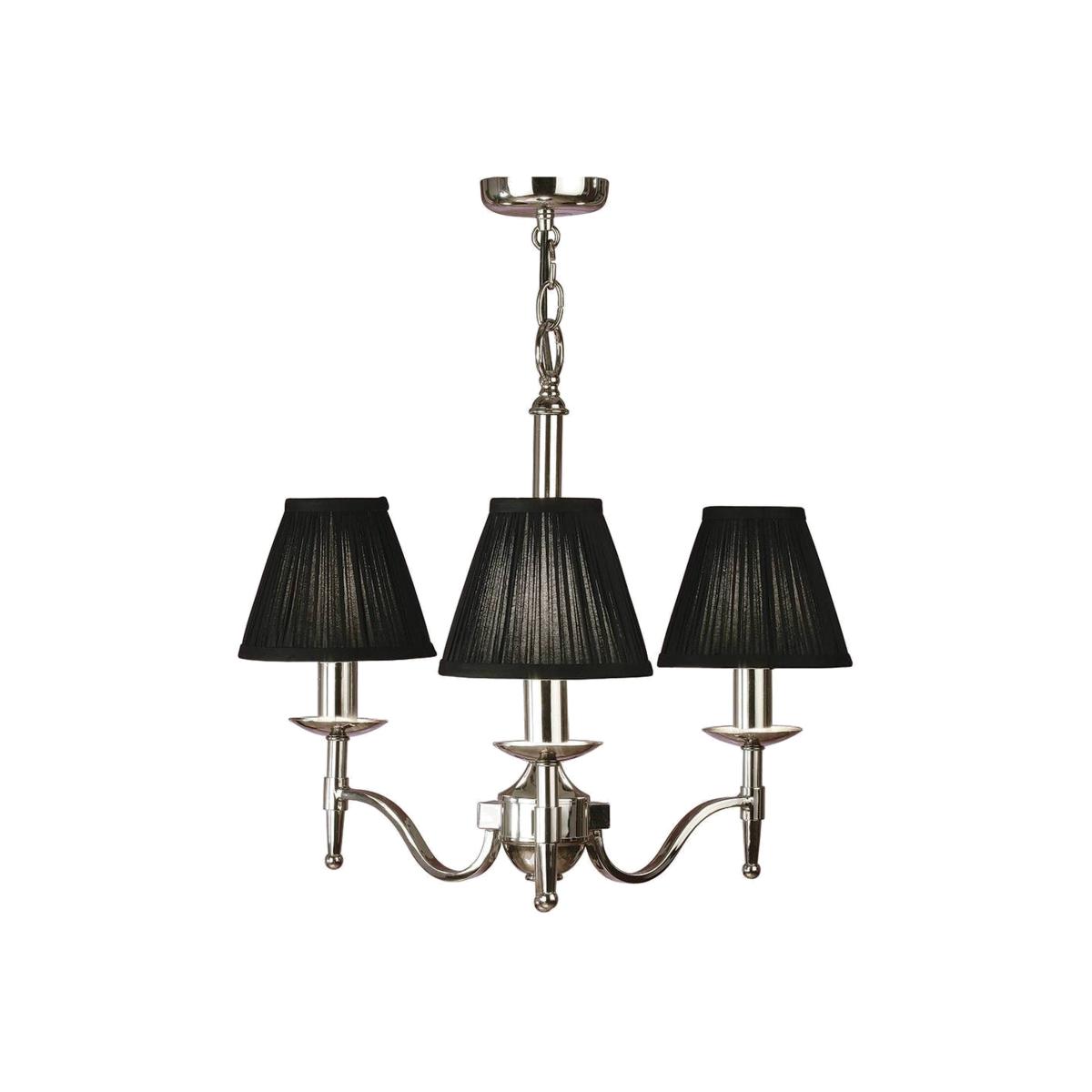 Stanford 3 Light Multi Arm Ceiling Pendant Chandelier Polished Nickel, E14 - Polished Nickel Plate / 44cm / 155cm – image 1