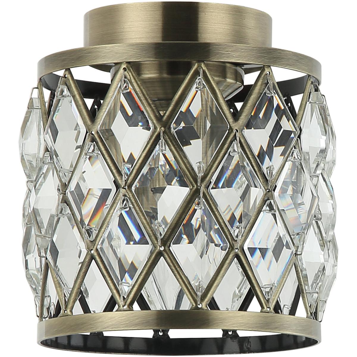 Crystal 1-Light Mini Drum Flush Mount Ceiling Light - Antique Bronze – image 4