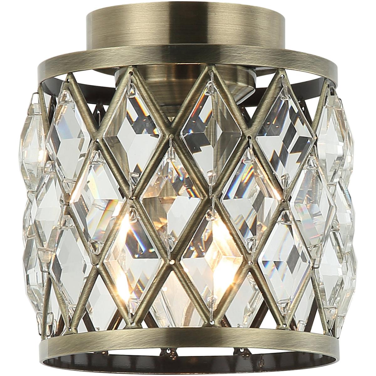 Crystal 1-Light Mini Drum Flush Mount Ceiling Light - Antique Bronze – image 5