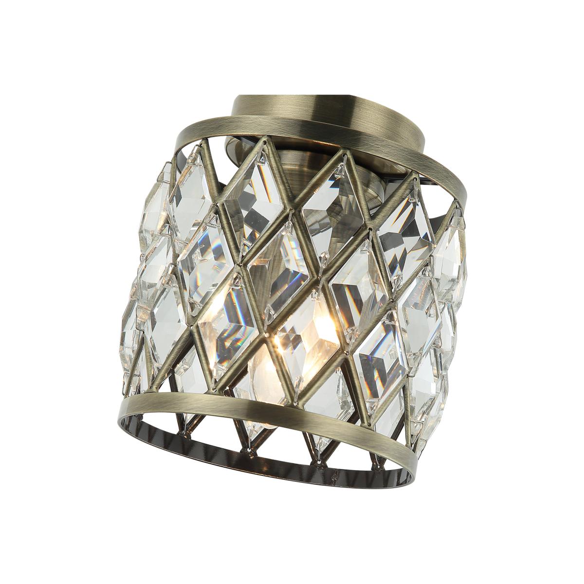 Crystal 1-Light Mini Drum Flush Mount Ceiling Light - Antique Bronze – image 1