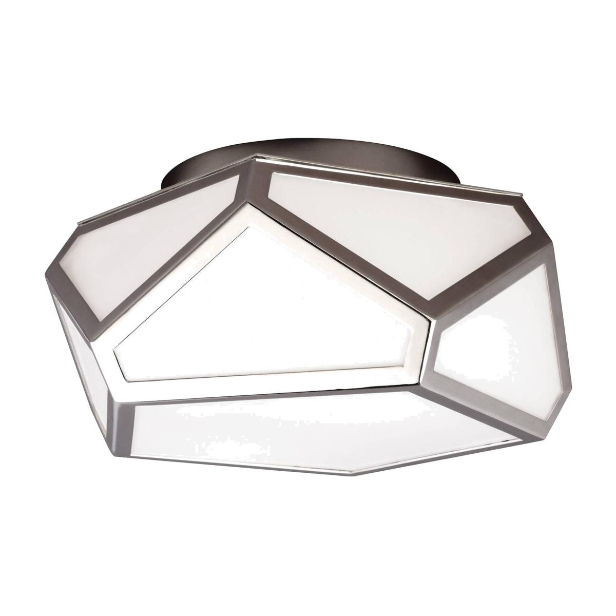 Diamond 2 Light Flush Mount Ceiling Light Polished Nickel, E27 - Polished Nickel