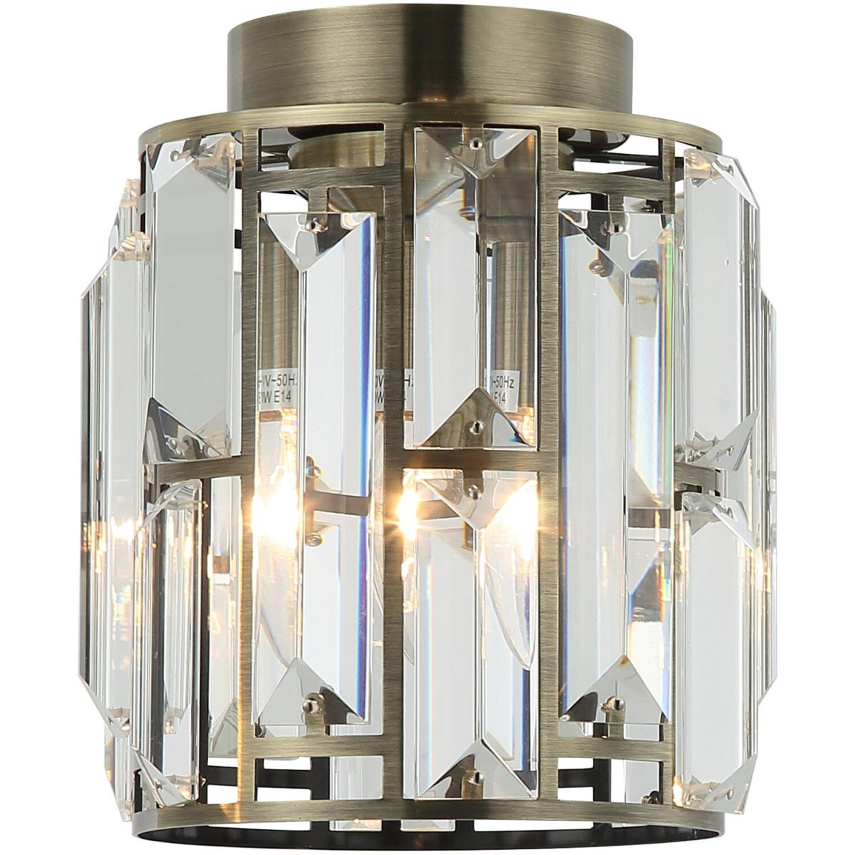 Modern 1-Light Crystal Flush Mount Ceiling Light - Antique Bronze – image 3