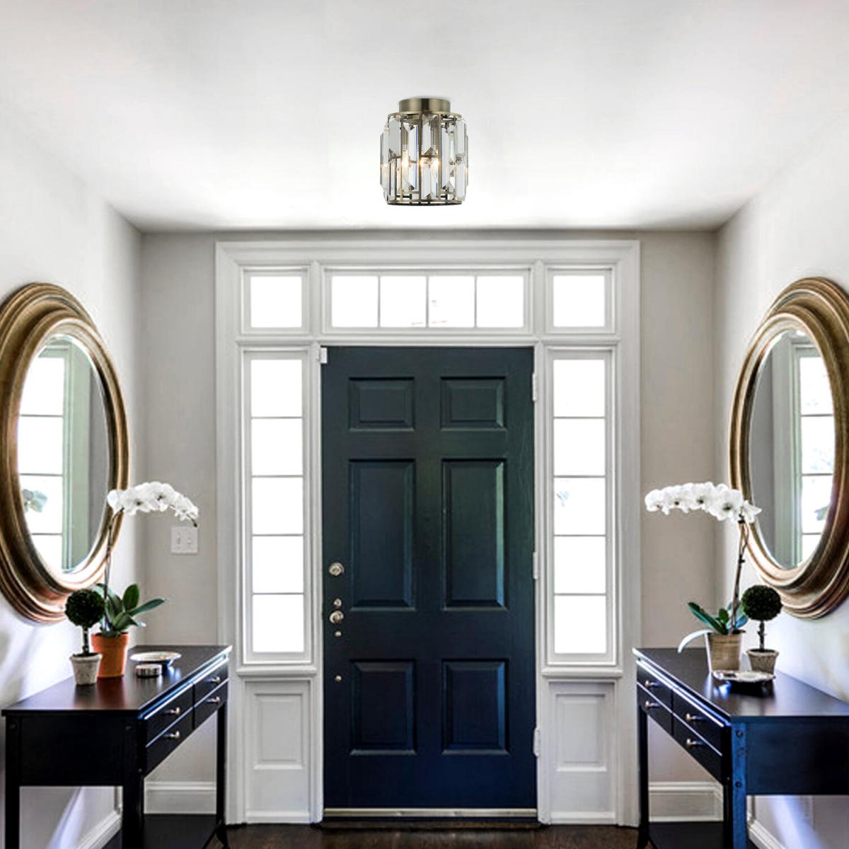 Modern 1-Light Crystal Flush Mount Ceiling Light - Antique Bronze – image 5