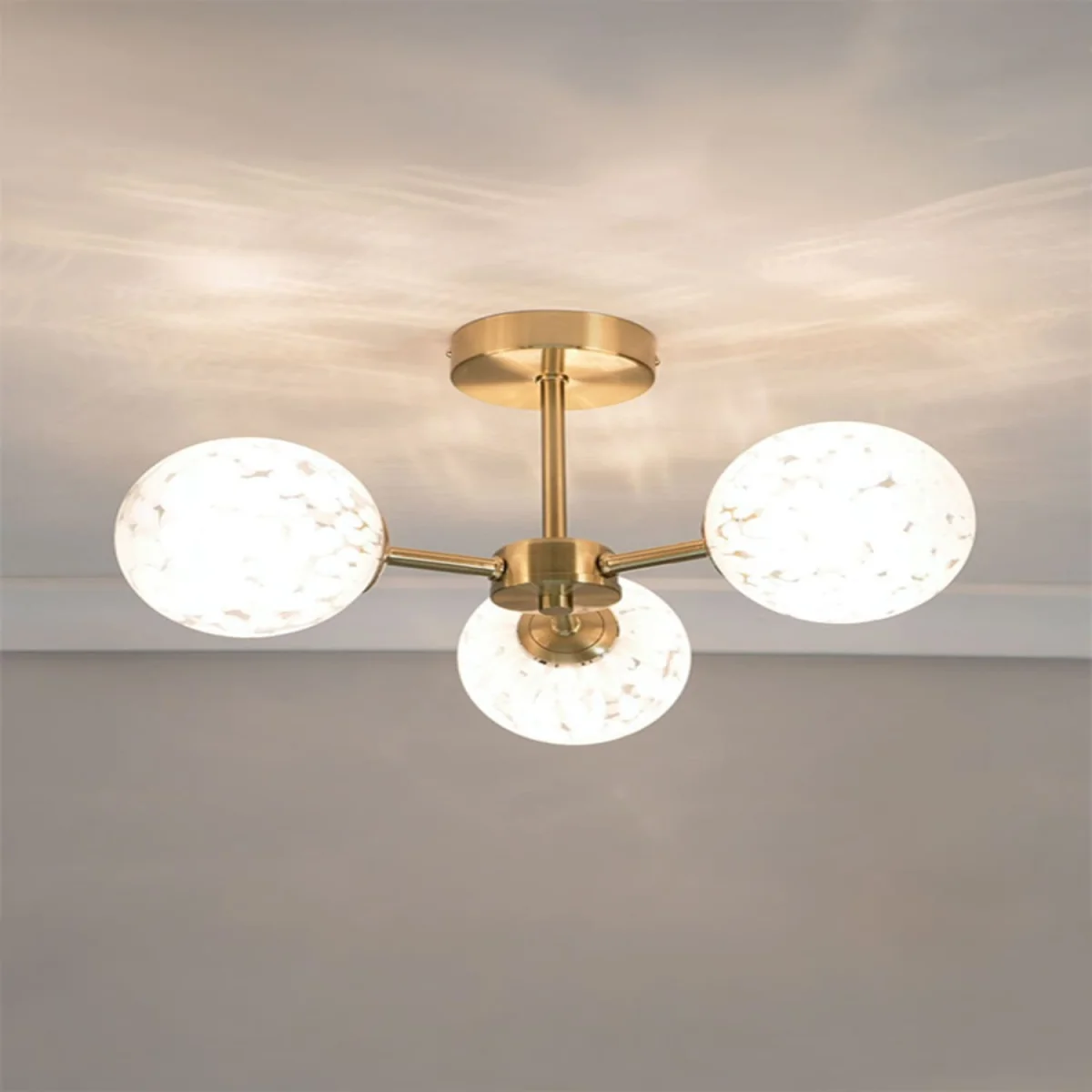 India White Confetti Glass 3 Way Flush Ceiling Light / Yes - White – image 2