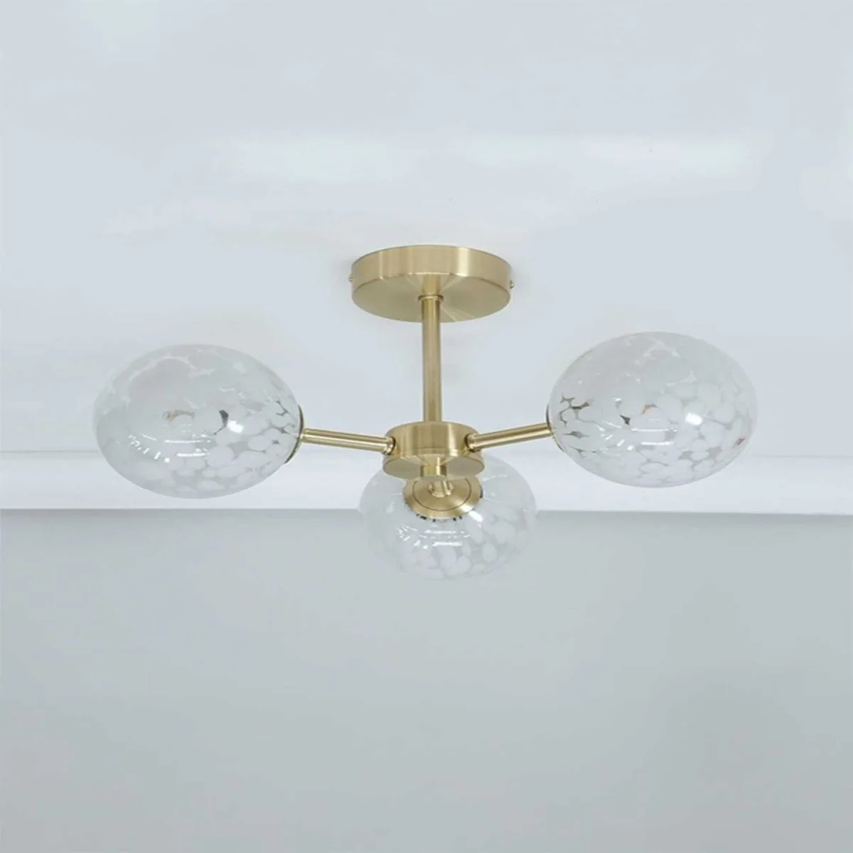 India White Confetti Glass 3 Way Flush Ceiling Light / Yes - White – image 3