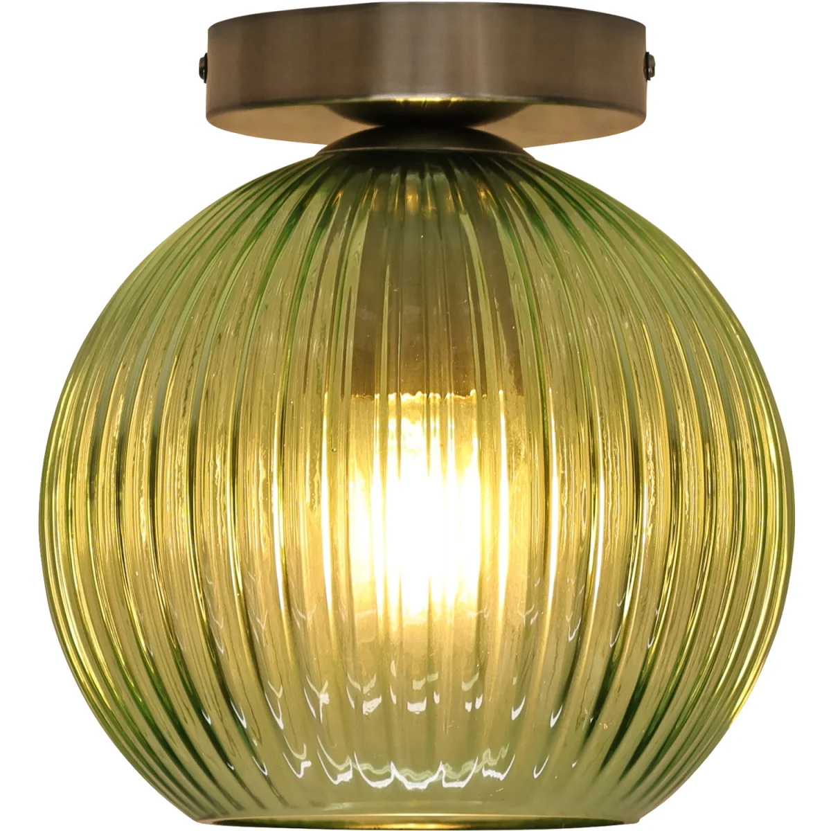 Set Of 2 Betchley Green Glass Globe Satin Nickel Ceiling Lights - Satin Nickel & Green – image 2