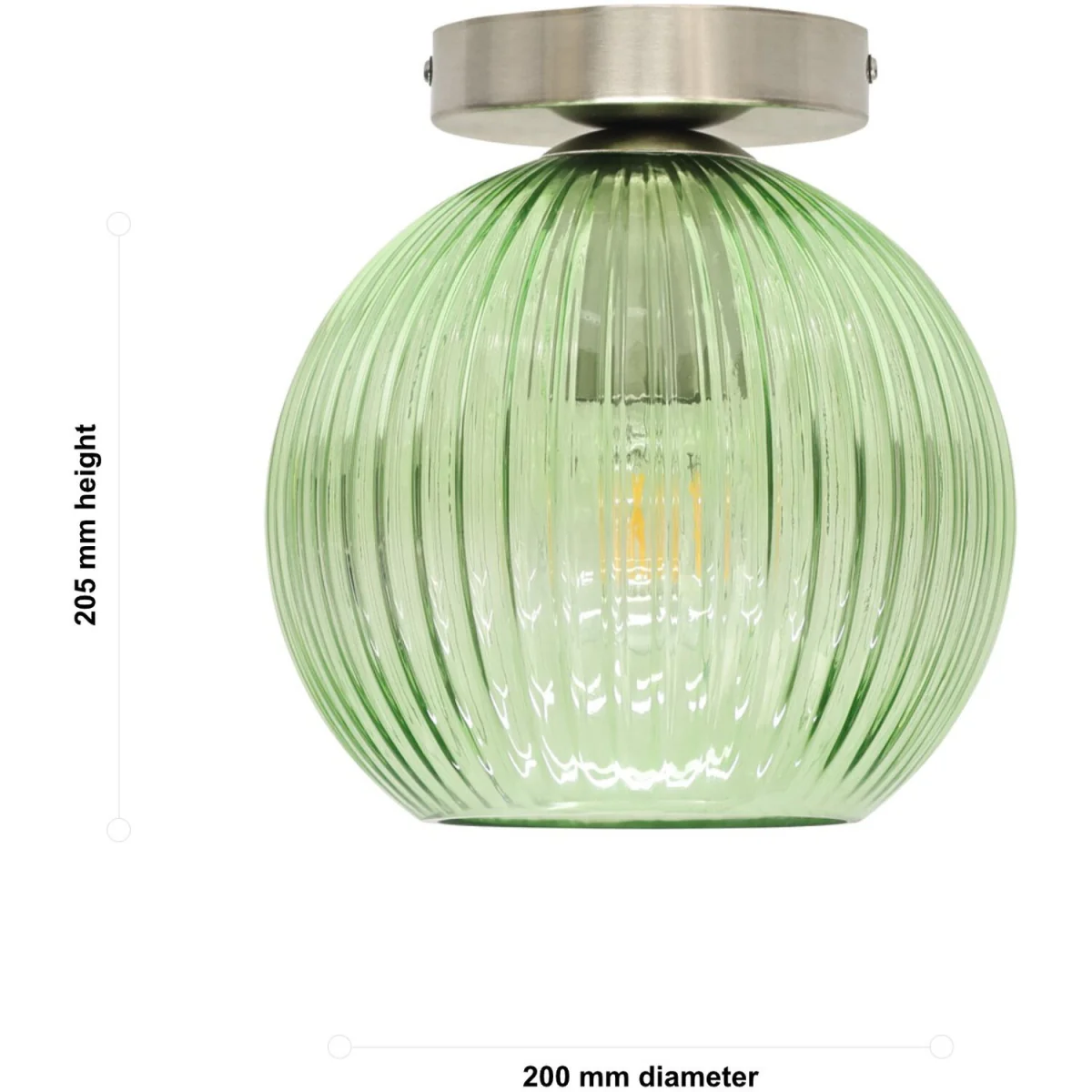 Set Of 2 Betchley Green Glass Globe Satin Nickel Ceiling Lights - Satin Nickel & Green – image 4