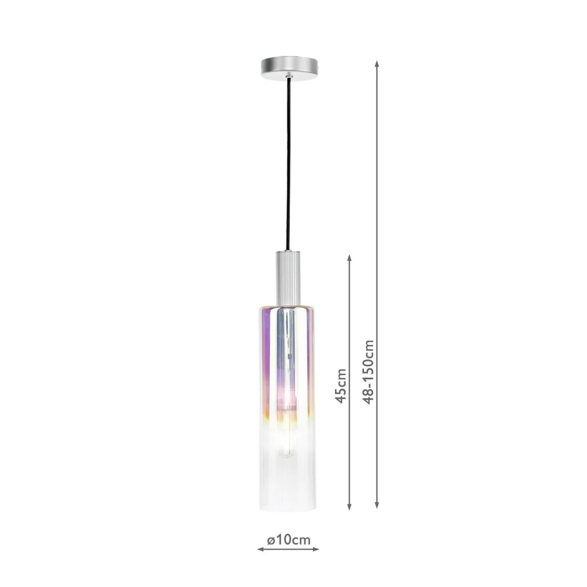 Ruben Pendant Satin Silver Iridised Glass – image 2
