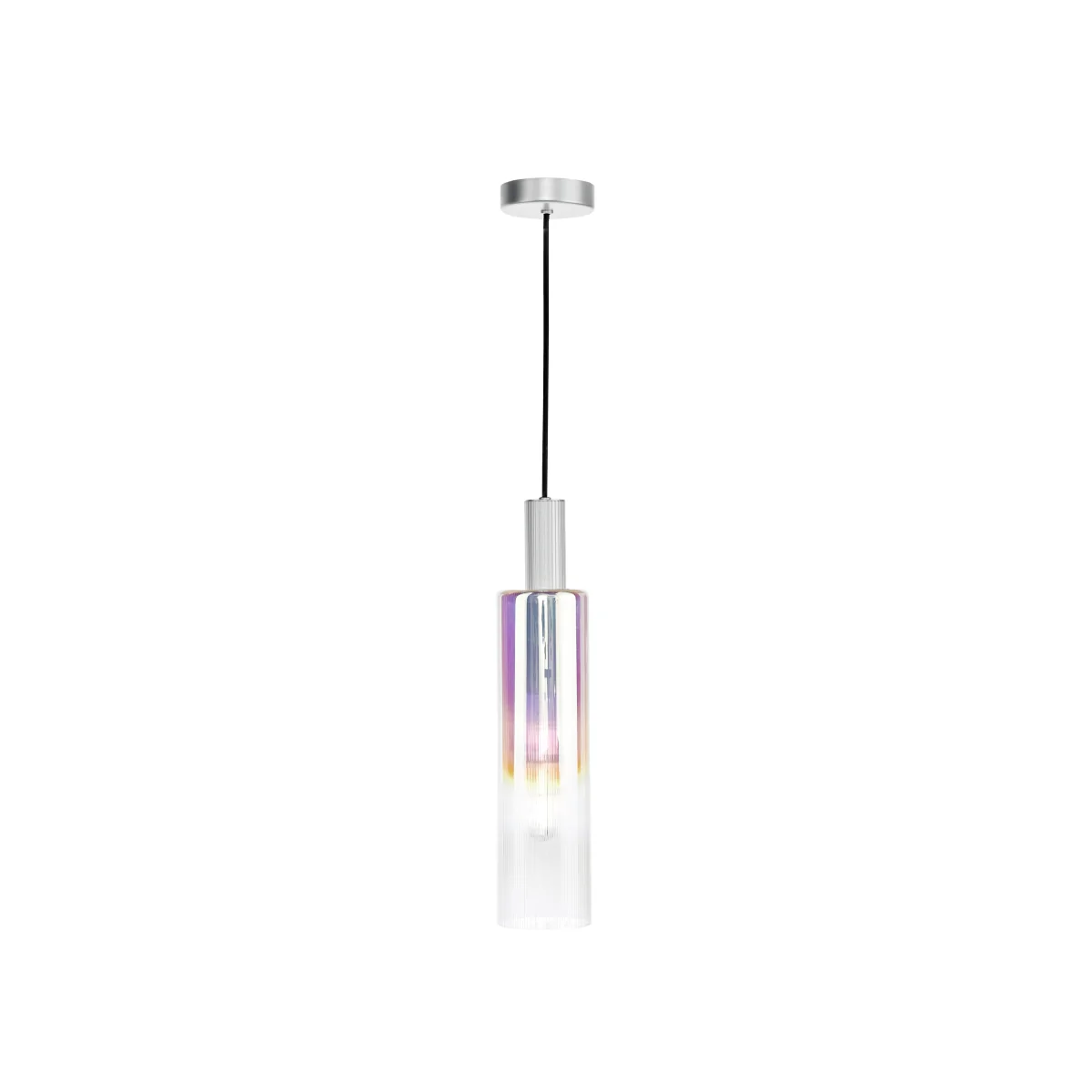 Ruben Pendant Satin Silver Iridised Glass – image 1
