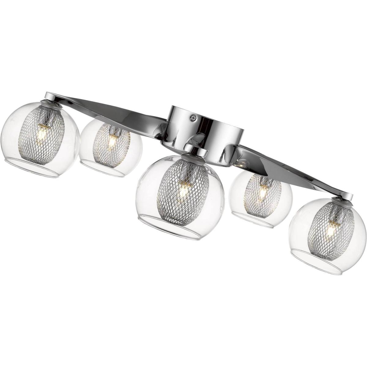 Spring 5 Light Flush Multi Arm Mesh Ceiling Light Chrome, Clear, G9 - Chrome / 57cm – image 3