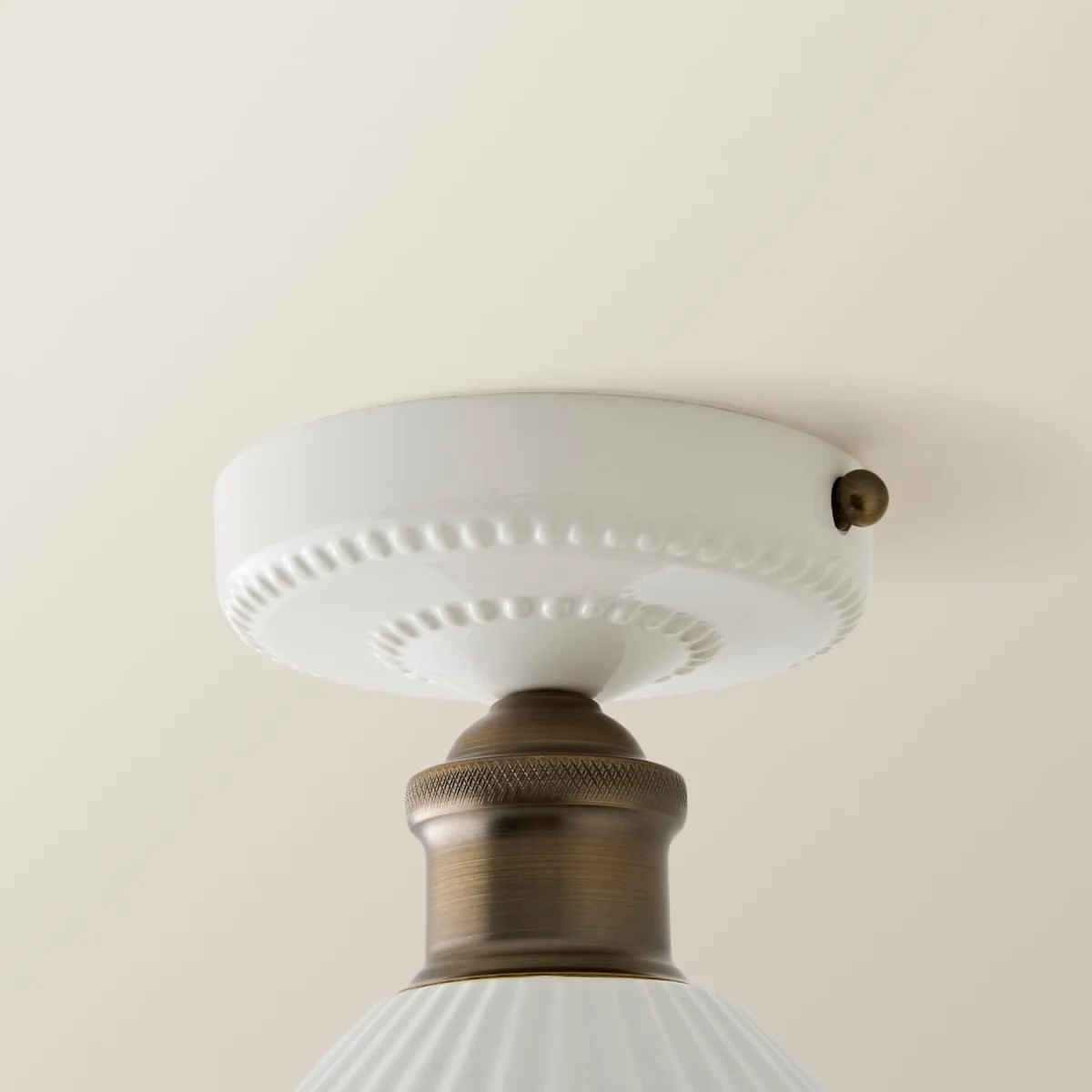 Burford White Ceramic Ribbed Semi Flush Ceiling Light - White – image 6