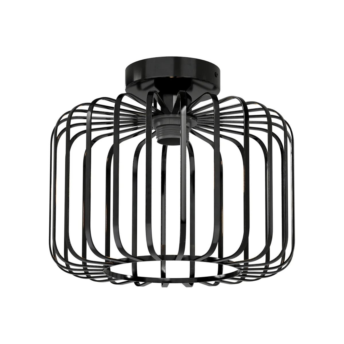Emitto Industrial Ceiling Light Metal Cage Semi Flush 28cm - Black – image 1
