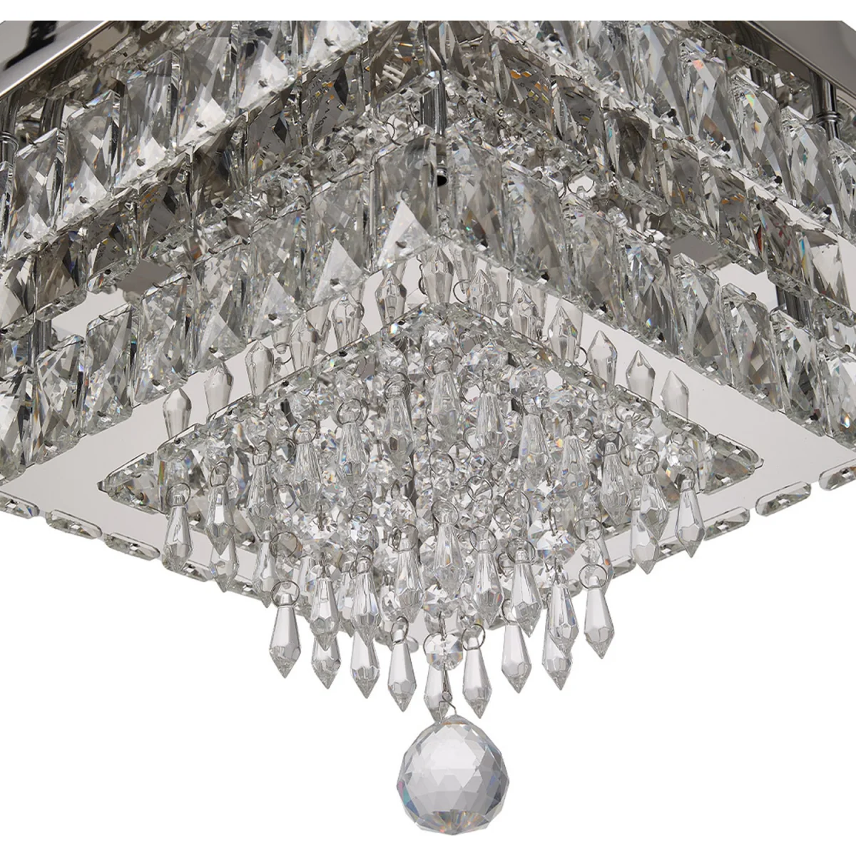 40W LED Double-Layer Crystal Ceiling Light with Droplets - Chrome – image 4