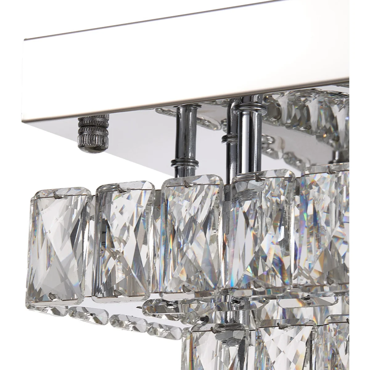 40W LED Double-Layer Crystal Ceiling Light with Droplets - Chrome – image 5