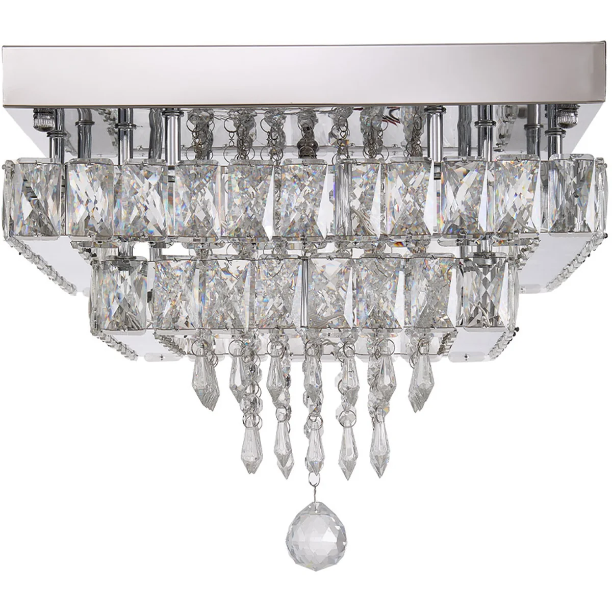 40W LED Double-Layer Crystal Ceiling Light with Droplets - Chrome – image 6
