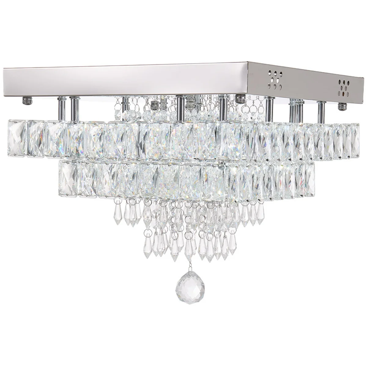 40W LED Double-Layer Crystal Ceiling Light with Droplets - Chrome – image 9