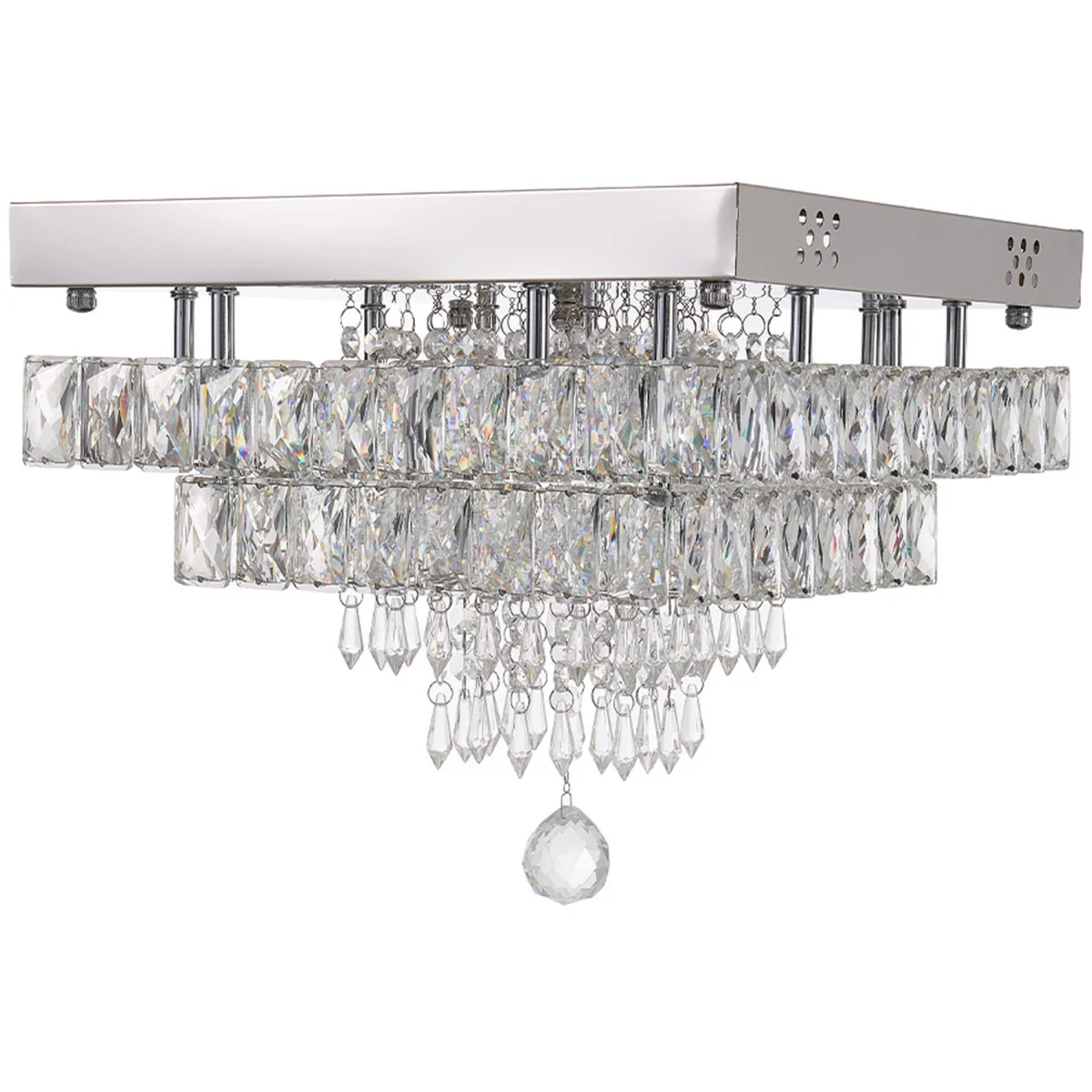 40W LED Double-Layer Crystal Ceiling Light with Droplets - Chrome – image 10
